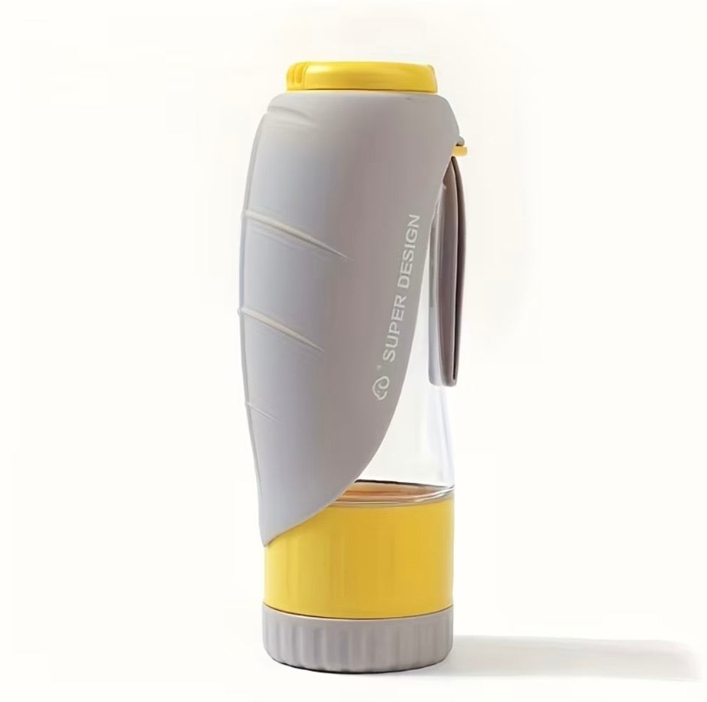 Hundwasserflasche mit Futterbehälter